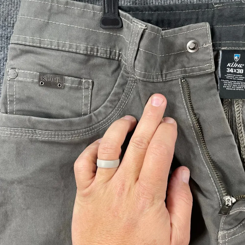 Kuhl Rebel Saddle-Stitched Jeans Men's 34X30 Gray Twill Fabric Outdoor Trail